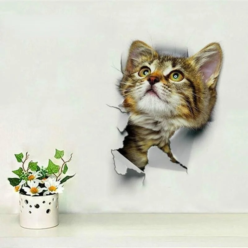 3pcs 3D Cute Cat Self-adhesive - Pvc Panel Background のレビューと価格