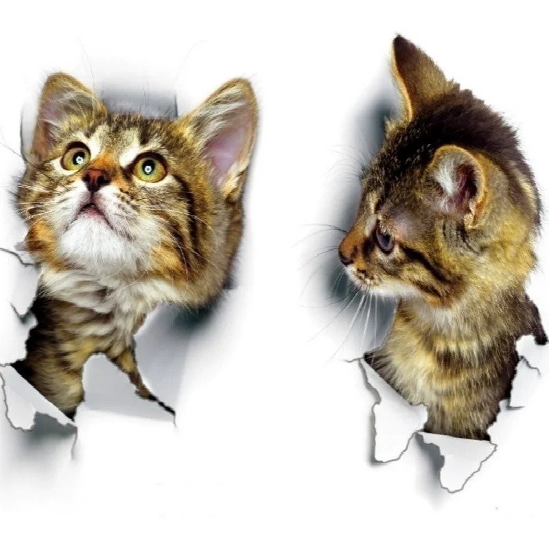 3pcs 3D Cute Cat Self-adhesive - Pvc Panel Background のレビューと価格