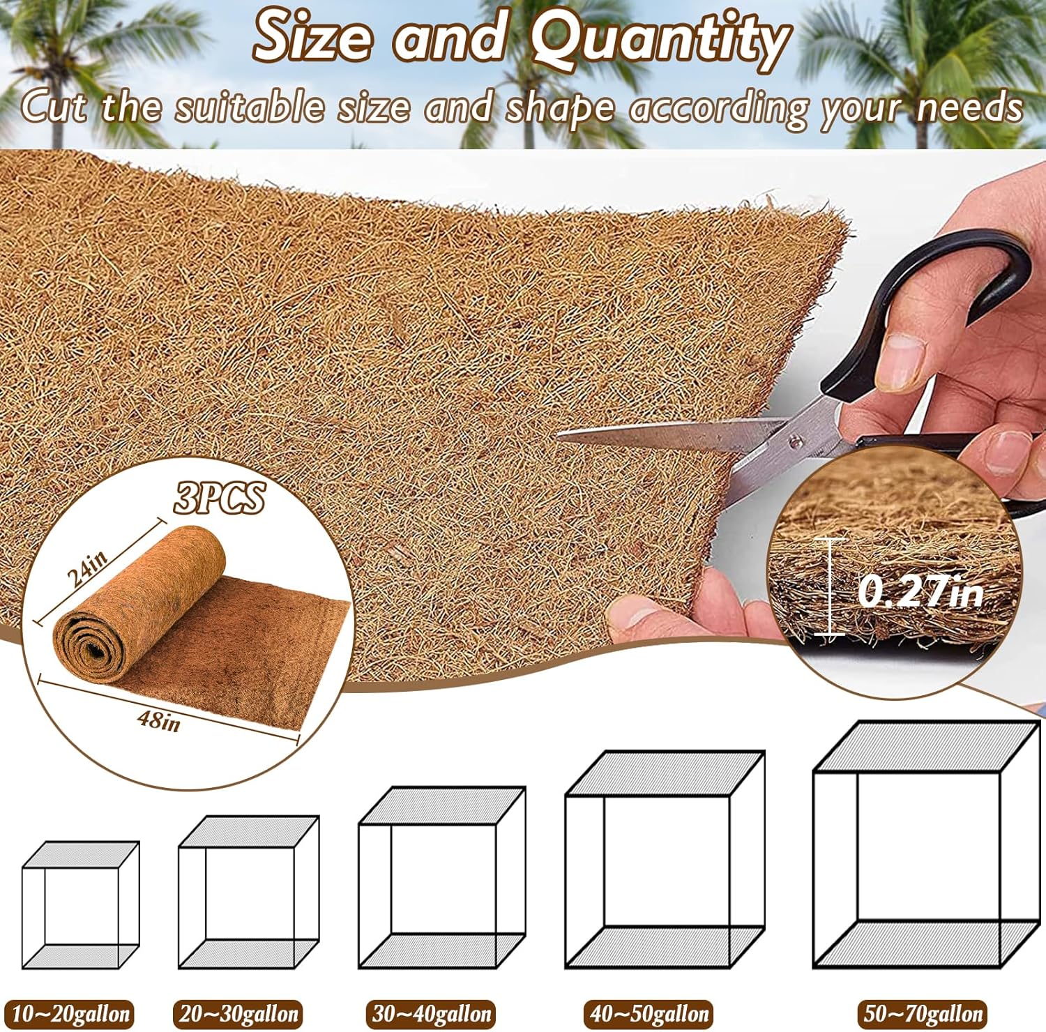 3 Rolls Reptile Carpet, 24x48i - Substrate Coconut Fiber のレビューと価格