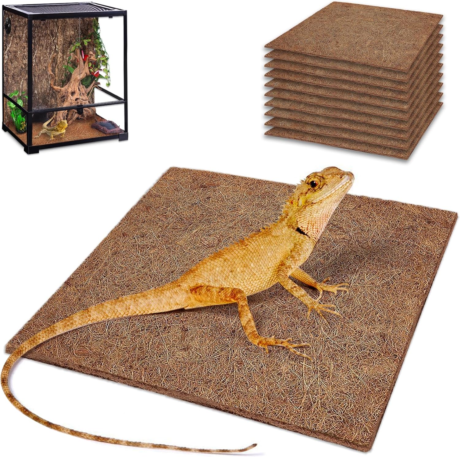 10 Pcs Reptile Carpet, 12x12 i - Substrate Coconut Fiber のレビューと価格
