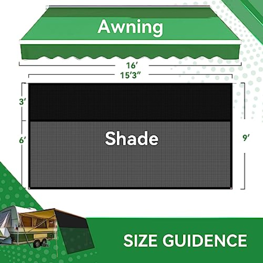 RV Awning Shade Screen 9' x 15 - Screen Top Mesh のレビューと価格